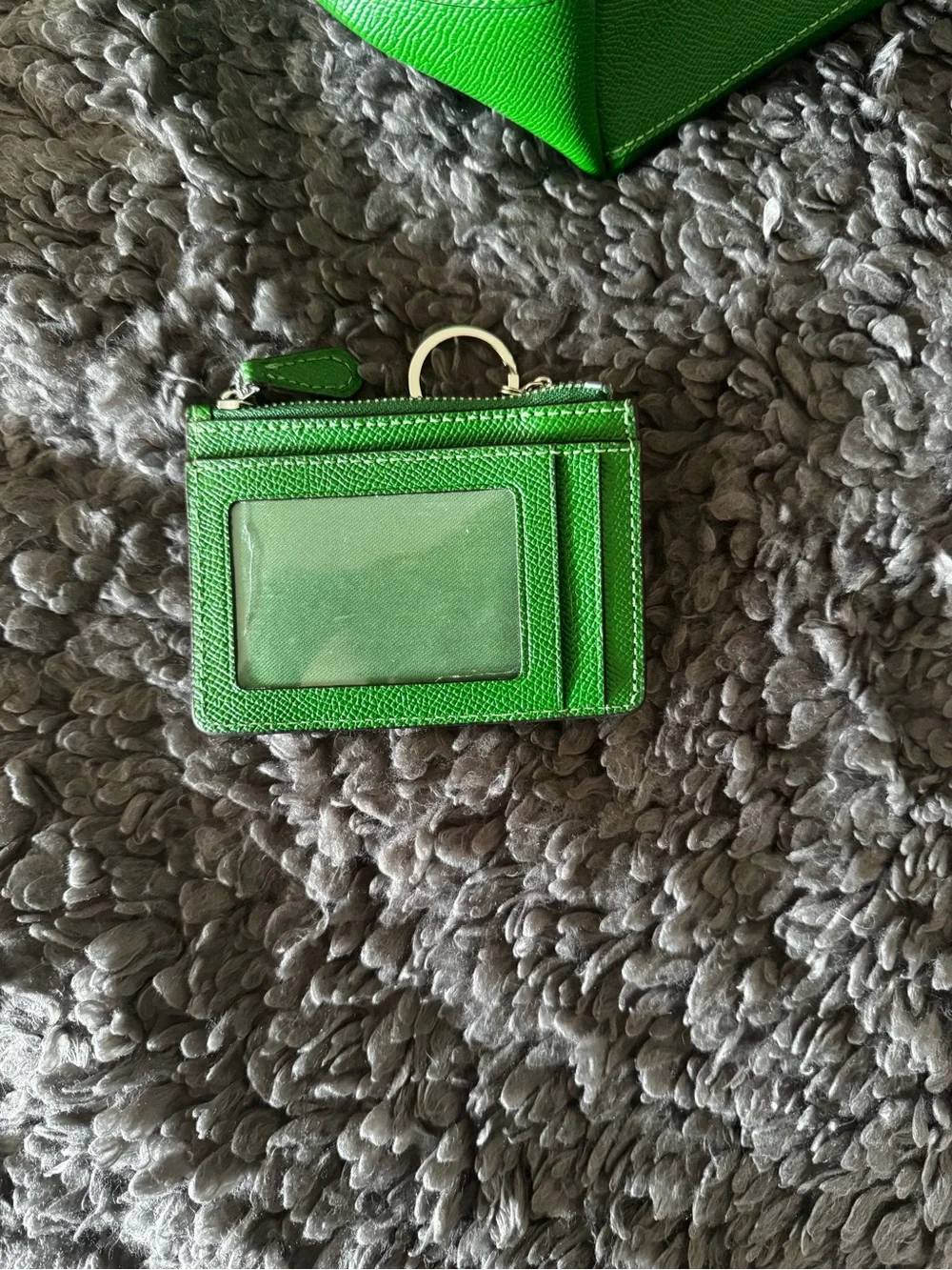 Coach Green Leather Tote with Matching Card Case